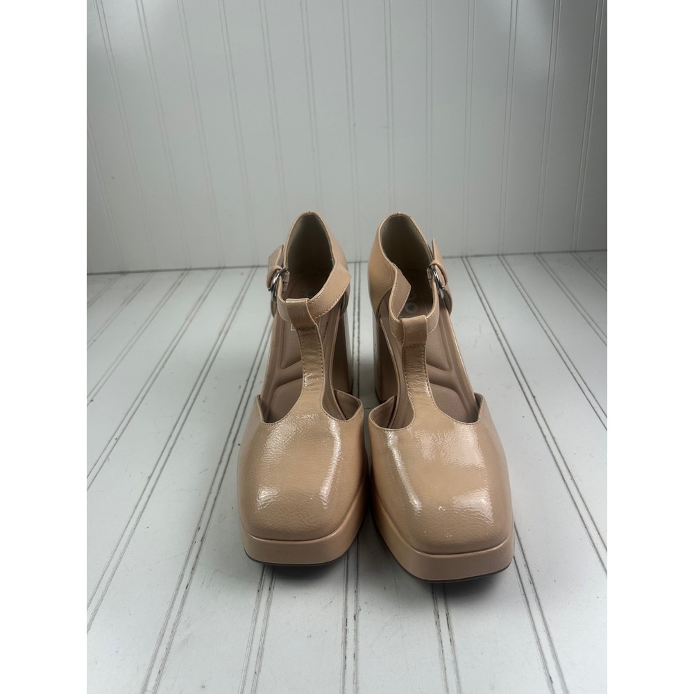 Jellypop Nude Vintage Retro Patent Platform Mary Jane Heels Women's Size 9 - Picture 2 of 11